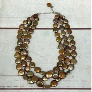 Silpada Earrings & Triple Strand Freshwater Coin Pearls Sterling Silver Necklace